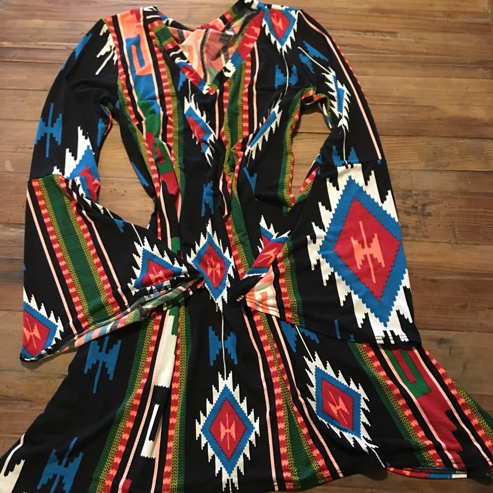 NWOT Bell Sleeve Aztec Dress
